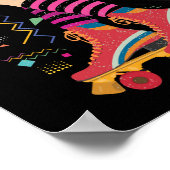 80sローラースカーツヴィンテージローラースケートで滑るディスコ少女 ポスター (角)