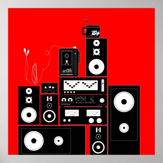 80sヴィンテージオーディオギア「AUTO REVERSE」ポスターアート ポスター (正面)