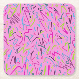 80sヴィンテージプリント（ピンク） スクエアペーパーコースター