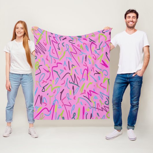 80sヴィンテージプリント(ピンク) フリースブランケット (インサイチュ)