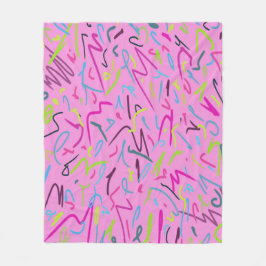 80sヴィンテージプリント（ピンク） フリースブランケット