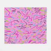 80sヴィンテージプリント(ピンク) フリースブランケット (正面(横))