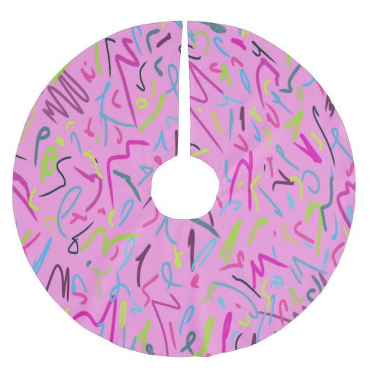 80sヴィンテージプリント（ピンク） ブラッシュドポリエステルツリースカート (正面)