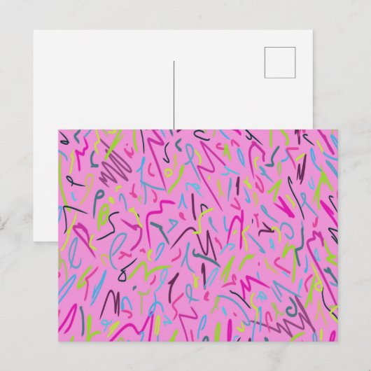80sヴィンテージプリント（ピンク） ポストカード (正面/裏面)