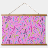 80sヴィンテージプリント（ピンク） 吊り下げ型タペストリー (正面)