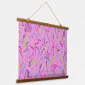 80sヴィンテージプリント（ピンク） 吊り下げ型タペストリー (傾斜あり)