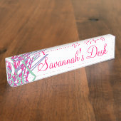 80s八十年代のヴィンテージ色はメドレーの芸術の女の子をはねかけます デスクネームプレート (側面)