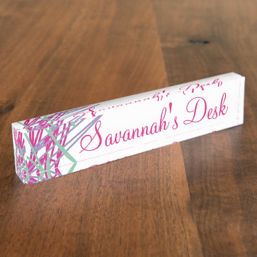 80s八十年代のヴィンテージ色はメドレーの芸術の女の子をはねかけます デスクネームプレート (側面)