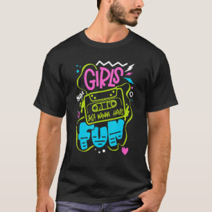 80s女の子はおもしろいノスタルジア1980sを持ちたい tシャツ