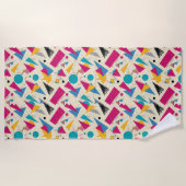 80s幾何学的パターン ビーチタオル (正面)