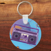 80s携帯ファンキー無線カセットプレーヤー,ボームボックス キーホルダー (正面)