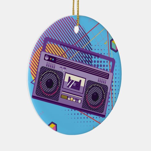 80s携帯ファンキー無線カセットプレーヤー，ボームボックス セラミックオーナメント (右)