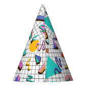 80s明るい：市松模様にヴィンテージジオメトリ。 パーティーハット (裏面)