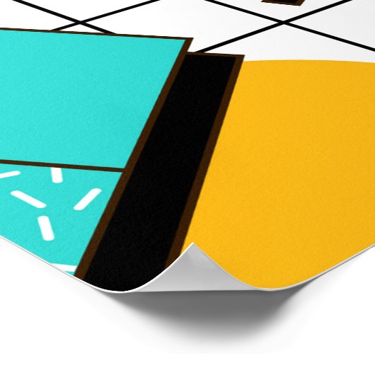 80s明るい:市松模様にヴィンテージジオメトリ。 ポスター (角)