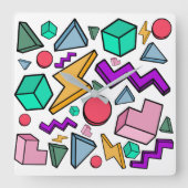 80s美的ヴィンテージレトロ スクエア壁時計 (正面)