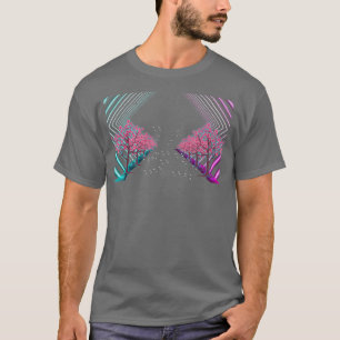 80s花日本の桜ツリーVAPORWAVEさくらんぼB Tシャツ