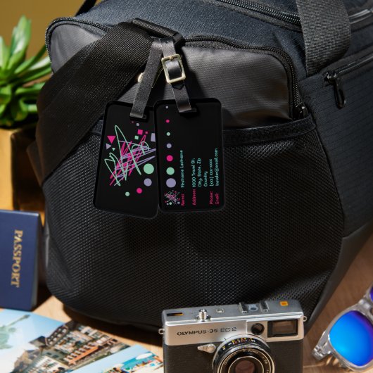 80s荷物タグ80年代ヴィンテージスプラッシュメドレアート ラゲッジタグ (正面&裏面)