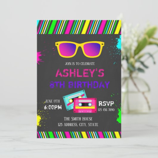 80s誕生日の招待 招待状 (スタンド正面)