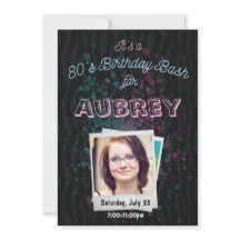 80s誕生日Bash招待状- 1980sテーマ5x7