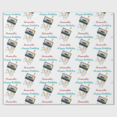 80s音楽おもしろいレトロカセットテープ誕生日名 ラッピングペーパー (フラット)
