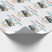 80s音楽おもしろいレトロカセットテープ誕生日名 ラッピングペーパー (角)