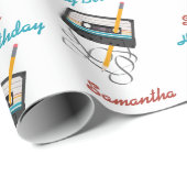 80s音楽おもしろいレトロカセットテープ誕生日名 ラッピングペーパー (ロールコーナー)