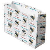 80s音楽おもしろいレトロカセットテープ誕生日名 ラージペーパーバッグ (裏面アングル)