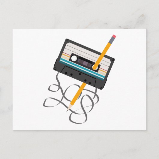 80s音楽おもしろいレトロカセットテープ シーズンポストカード (正面)