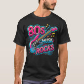 80s鮮やか Music Rocks - おもしろいレトロTシャツ Tシャツ (正面)