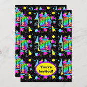 80s 1980sレトロファッションスタイル誕生日パーティーイベント 招待状 (正面/裏面)