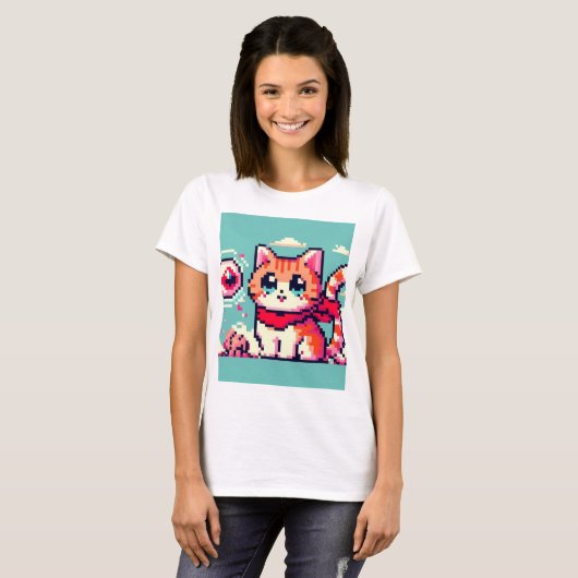 80's 8bit cat tシャツ (正面フル)