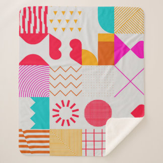 80s-90sトレンディーのジオメトリ背景 シェルパブランケット
