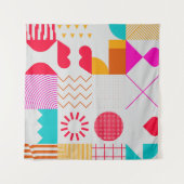 80s-90sトレンディーのジオメトリ背景 タペストリー (正面(横))