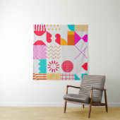 80s-90sトレンディーのジオメトリ背景 タペストリー (インサイチュ(横))