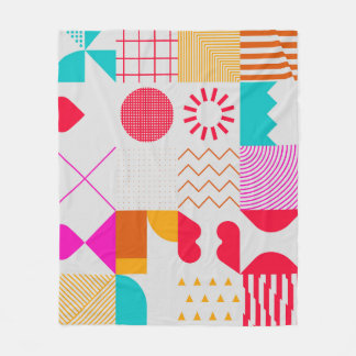 80s-90sトレンディーのジオメトリ背景 フリースブランケット