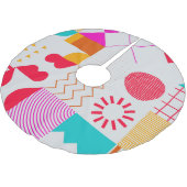 80s-90sトレンディーのジオメトリ背景 ブラッシュドポリエステルツリースカート (アングル)