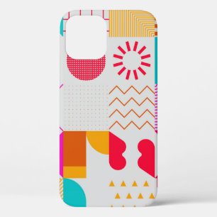 80s-90sトレンディーのジオメトリ背景 iPhone 12ケース