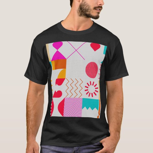 80s-90sトレンディーのジオメトリ背景 tシャツ (正面)