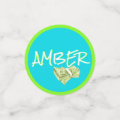 80's/90'sネオンチェッカーボード|3枚の写真と年齢レトロ コンフェッティ (スモール正面)