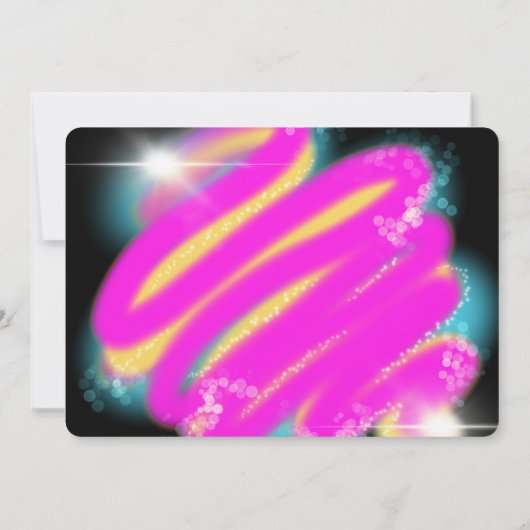 80s 90sパーティーエアブラシヴィンテージブームボックススローバック 招待状 (裏面)