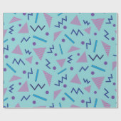 80s 90sメンフィススタイルジオメトリックブルー ラッピングペーパー (フラット)