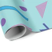 80s 90sメンフィススタイルジオメトリックブルー ラッピングペーパー (ロールコーナー)