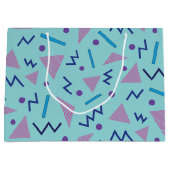 80s 90sメンフィススタイルジオメトリックブルー ラージペーパーバッグ (正面)