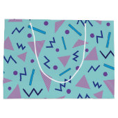 80s 90sメンフィススタイルジオメトリックブルー ラージペーパーバッグ (裏面)