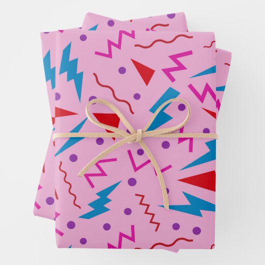 80s 90sメンフィススタイル幾何学的ピンク ラッピングペーパーシート (インサイチュ)