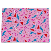 80s 90sメンフィススタイル幾何学的ピンク ラージペーパーバッグ (正面)