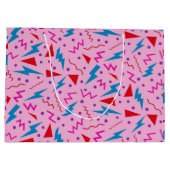 80s 90sメンフィススタイル幾何学的ピンク ラージペーパーバッグ (裏面)