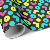 80's/90'sレトロブラックとネオンパターン ラッピングペーパー (ロールコーナー)