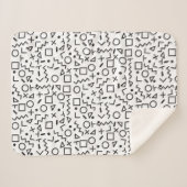 80's 90's白黒レトロ図形パターン シェルパブランケット (正面(横))