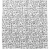 80's 90's白黒レトロ図形パターン シャワーカーテン (正面)